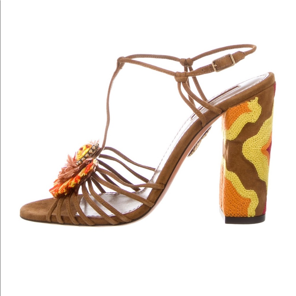 Aquazzura Suede Embellished Sandals